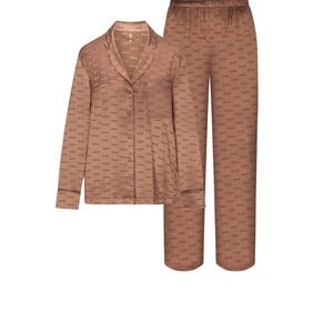 SKIMS Jacquard Long Sleeve Pajamas, Women’s Size Medium, Jasper. Like new!